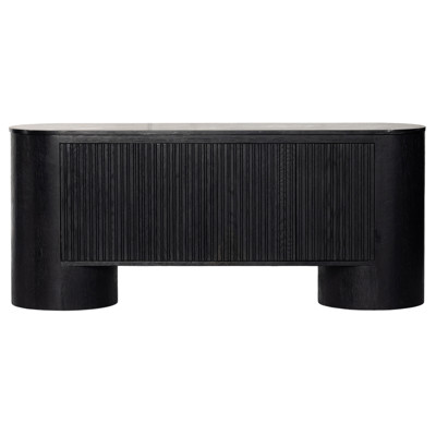 Graham Modern Classic Black Marble Oak Media Console - 66"
