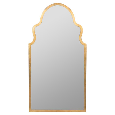 Presley Hollywood Textured Gold Metal Frame Arch Wall Mirror