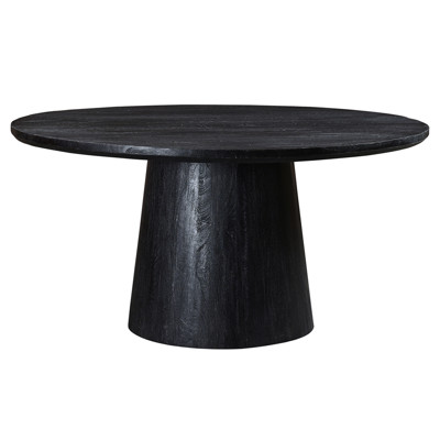 Aifeco Rustic Lodge Black Mango Wood Round Pedestal Dining Table - 60"W