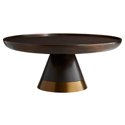 Violi Mid Century Modern Dark Brown Wood Round Coffee Table
