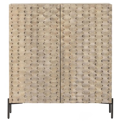Harrison Modern Classic Grey Mango Wood Iron Bar Cabinet