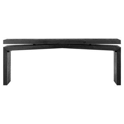 Rayan Rustic Lodge Black Reclaimed Solid Pine Wood Rectangular Console Table