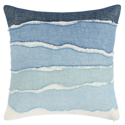 Danielle Coastal Beach Blue Linen Decorative Throw Pillow - 22x22