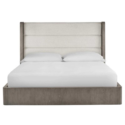 Erinn V X Morada Crossover Sand And Weathered Oak King Upholstered Low Profile Bed