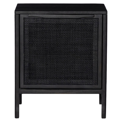 Rhian Coastal Black Woven Cane Black Mango Wood Right Facing Nightstand