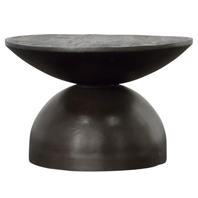 Carter Rustic Lodge Black Mango Wood Round Coffee Table
