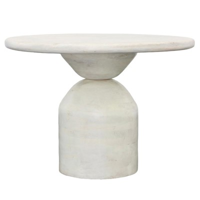 Mendez Mid Century Whitewash Mango Wood Round Pedestal Dining