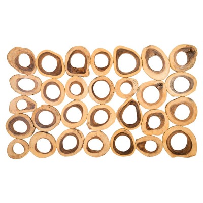 Runa Natural Chamcha Wood Rectangular Wall Sculpture