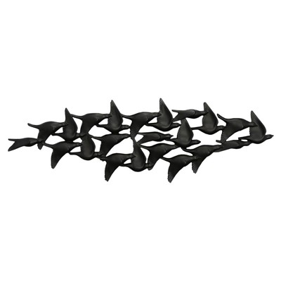 Giles Modern Classic Black Flock Of Birds Wall Sculpture