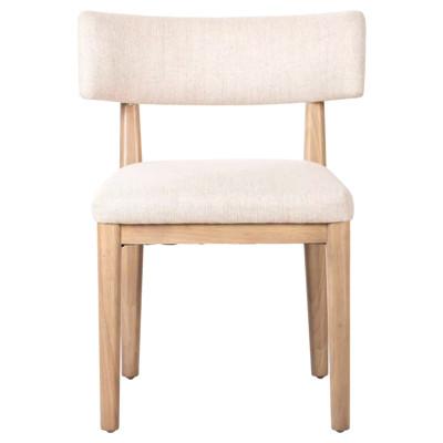 Cerise Modern Classic Cream Upholstered Wood Dining Side Chair