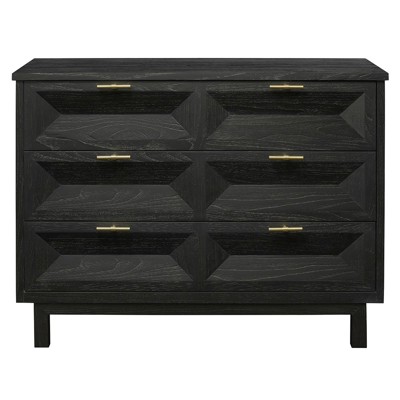 Anthony Rustic Lodge Mink Black Teak Brass Pulls Bachelor Chest