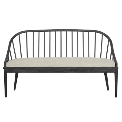 Walker Rustic Lodge Beige Performance Black Wood Windsor Dining Bench
