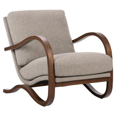 Paxton Mid Century Modern Grey Upholstered Brown Wood Frame Accent Arm Chair