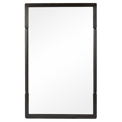 Fin Industrial Loft Black Solid Oak Wood Frame Full Length Floor Mirror