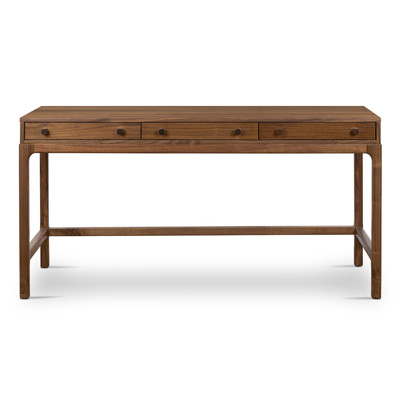 Nery Mid Century Modern Brown Walnut Wood Rectangular Office Desk