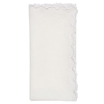 Arches French Country White Embroidered Linen Napkin - Set of 4