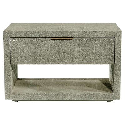 Montaigne Modern Olive Green Faux Shagreen Brass Iron Nightstand