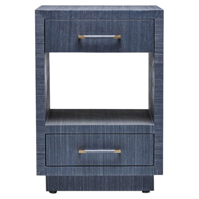 Taylor Modern Classic Navy Blue Sisal Brass Iron Nightstand - Small