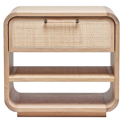 Marsh Coastal Beach Saddle Oak Blonde Woven Rattan Nightstand