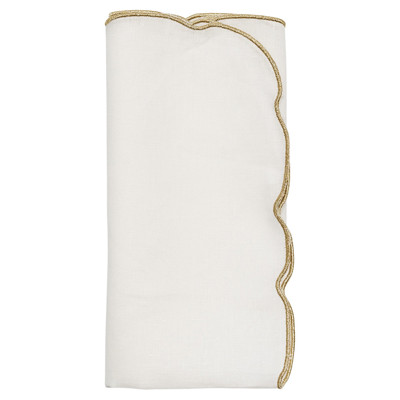 Luminance Regency White Linen Gold Trim Napkin - Set of 4