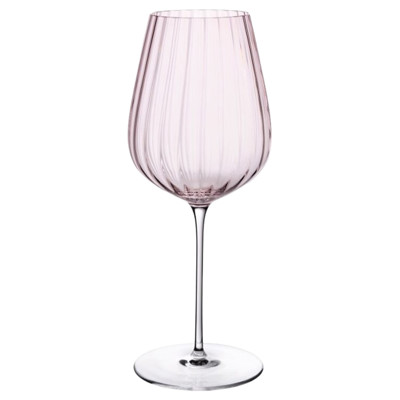 Round Up Modern Classic Dusty Rose Crystal Red Wine Glass - Set of 2