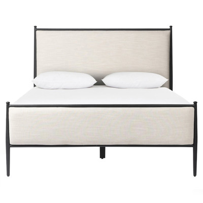 Isabella Modern Classic Cream Upholstered Black Iron Bed - Queen