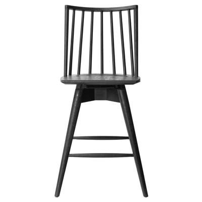 Lara Rustic Lodge Black Oak Swivel Windsor Counter Stool
