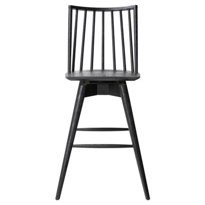 Lara Rustic Lodge Black Oak Swivel Windsor Bar Stool