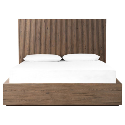 Lana Rustic Lodge Grey Oak Wood Bed - Queen