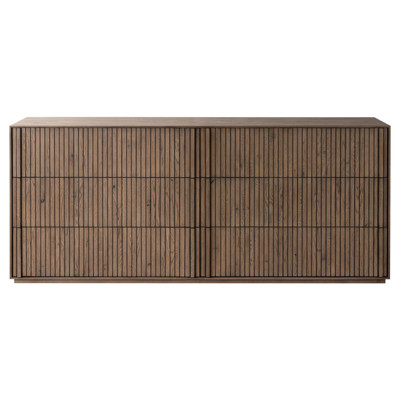 Lana Rustic Lodge Grey Oak Wood Double Dresser