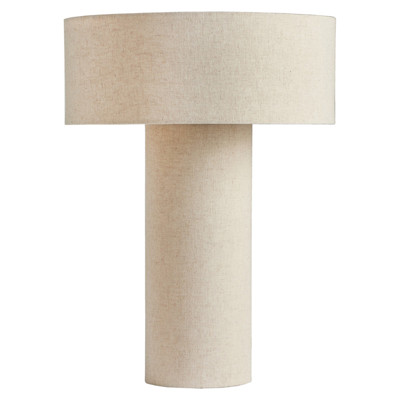 Havelin Coastal Beach Beige Linen Covered Antique Brass Table Lamp