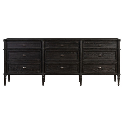 Tacorey Updated Traditional Black Solid Oak Wood Triple Dresser
