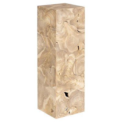 Zaria Coastal Beach Bleached Teak Slice Square Plinth Pedestal - 39"