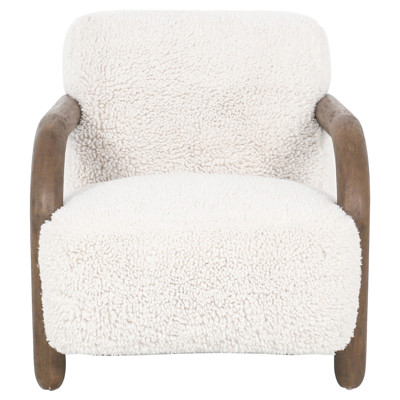 Waverly Modern Classic Off White Faux Shearling Arm Chair
