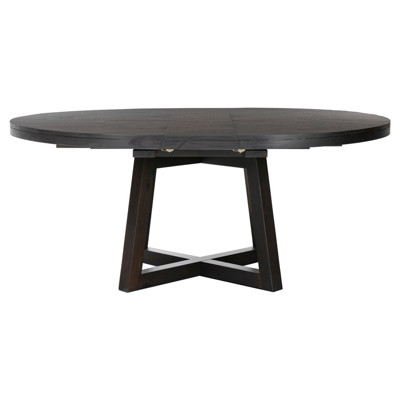 Ervin Rustic Lodge Black Reclaimed Wood Round Extendable Dining Table - 60-72"W