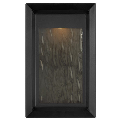 Visual Comfort Studio Urbandale Textured Black Outdoor Lantern Sconce - Medium