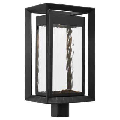 Visual Comfort Studio Urbandale Modern Textured Black Outdoor Post Lantern
