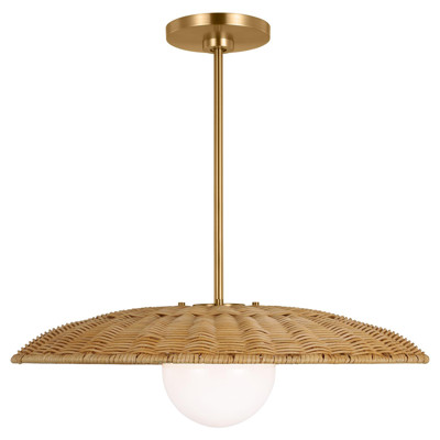 Visual Comfort Studio Mari Coastal Burnished Brass Rattan Shade Pendant - Large