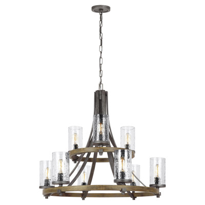 Visual Comfort Studio Angelo Rustic Distressed Weathered Oak 2 Tier Chandelier