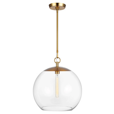 Visual Comfort Studio Atlantic Burnished Brass Glass Shade Round Pendant
