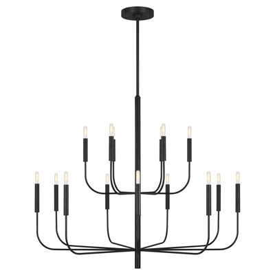 Visual Comfort Studio Brianna Modern Aged Iron 2 Tier Chandelier