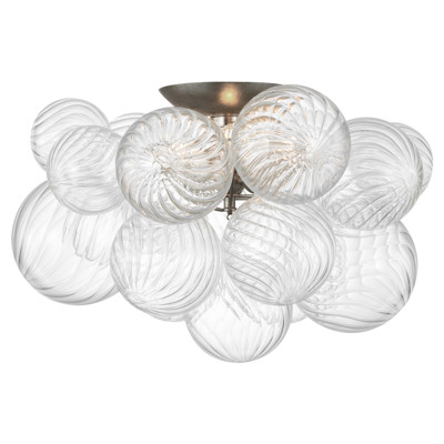 Visual Comfort Signature Collection JN4112BSL/CG Julie Neill Talia LED 19.5 inch Burnished Silver Leaf and Clear Swirled Glass Flush Mount Ceiling Lig