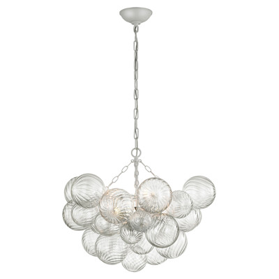 Visual Comfort Signature Collection JN5111PW/CG Julie Neill Talia LED 29.25 inch Plaster White and Clear Swirled Glass Chandelier Ceiling Light, Mediu