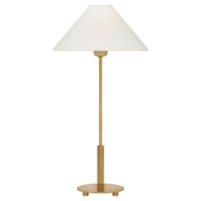 Visual Comfort Hackney Antique Brass Linen Shade Cordless Buffet Table Lamp