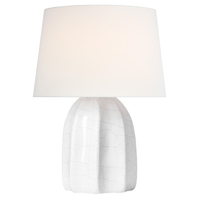 Visual Comfort Melanie French Crackled Ivory Linen Shade Cordless Table Lamp