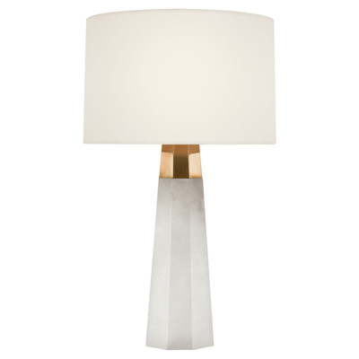 Visual Comfort Olsen Modern White Alabaster Cordless Table Lamp - 15"