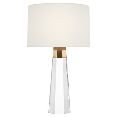 Visual Comfort Olsen Modern Crystal Antique Brass Cordless Table Lamp - 15"
