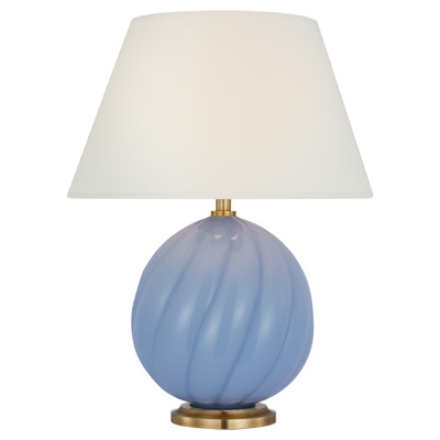 Visual Comfort Talia Modern Classic Blue Glass Cordless Table Lamp - 13"