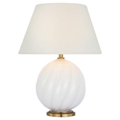 Visual Comfort Talia Modern Classic White Glass Cordless Table Lamp - 13"