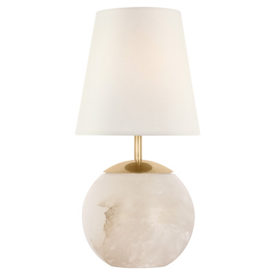 Visual Comfort Terri Modern Classic Alabaster Linen Shade Cordless Table Lamp